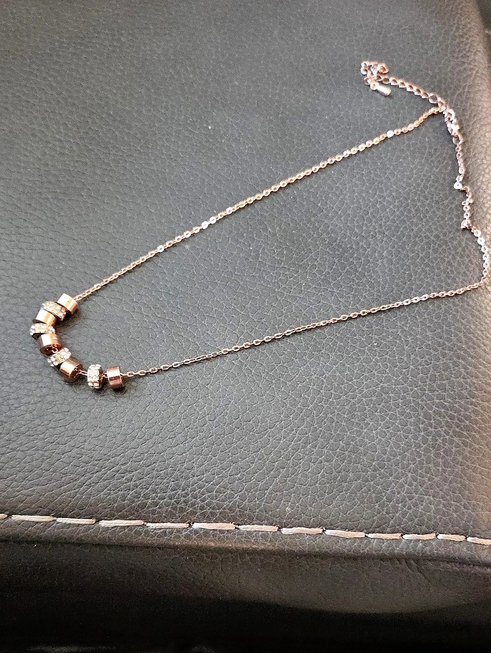 Rose Gold-Tone Crystal Pendant Necklace Like New